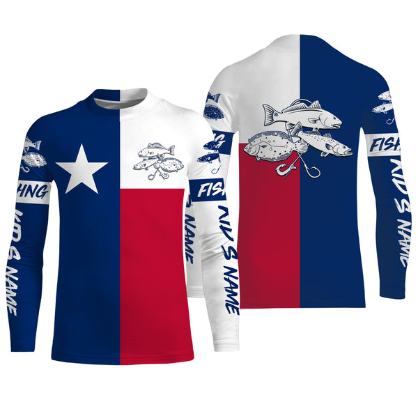 Texas Slam Texas Flag Custom Long Sleeve Fishing Shirts, Redfish Trout Flounder Flag Fishing Shirts - IPHW1956