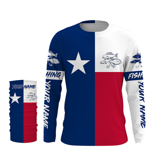 Texas Slam Texas Flag Custom Long Sleeve Fishing Shirts, Redfish Trout Flounder Flag Fishing Shirts - IPHW1956