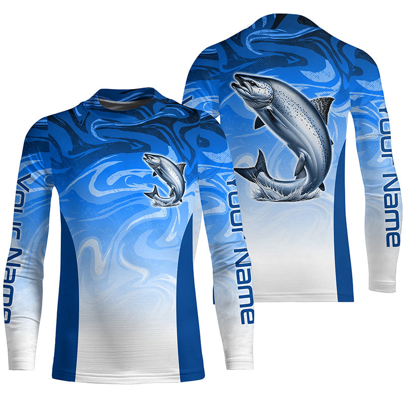 Custom Chinook Salmon Long Sleeve Performance Fishing Shirts, Salmon Saltwater Fishing Jerseys IPHW6093
