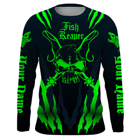 Fish reaper Fishing skull Custom Long Sleeve performance Fishing Shirts, Skull Fishing jerseys IPHW2986