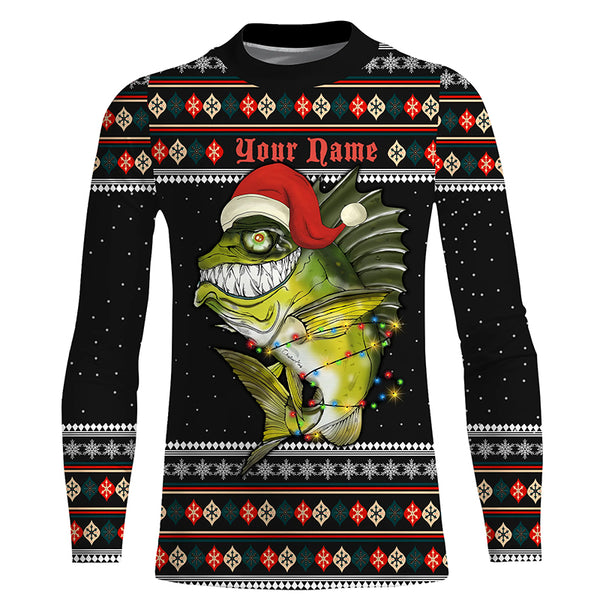 Ugly sweater pattern Christmas Bass Fishing Custom All over Shirts, Mery Fishmas shirt fishing gifts IPHW3699