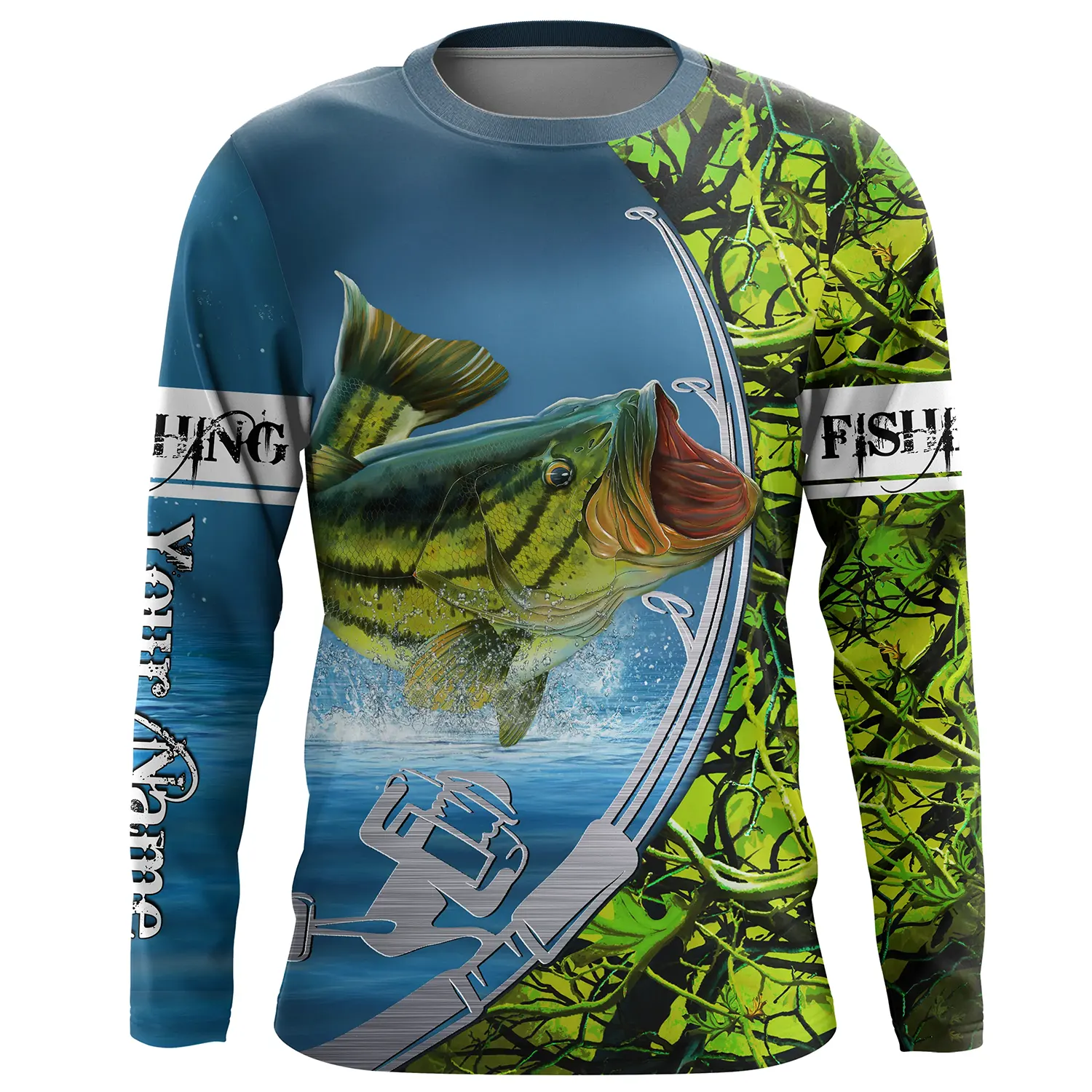 Bass Fishing shirt Fishing rod Custom Long sleeve performance