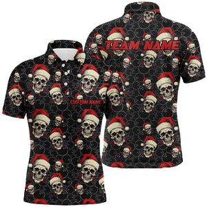 Custom Men Funny Christmas Bowling Polo Shirts Skull Christmas Gifts For Bowlers Outfit IPHW5315