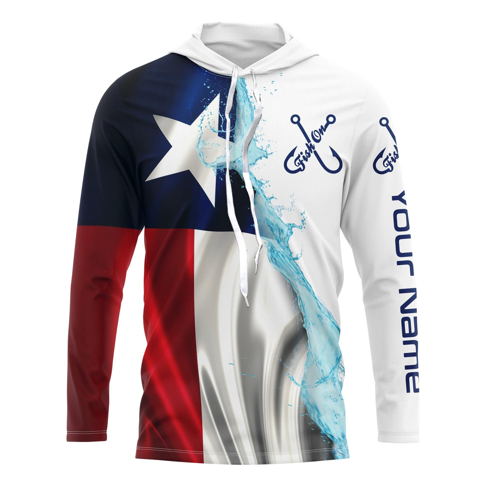 Texas Flag Custom Long Sleeve Performance Fishing Shirts, Texas