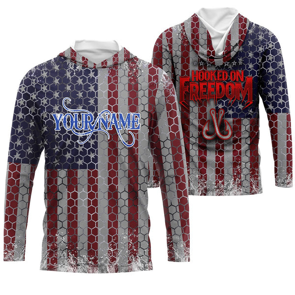 Custom American Flag Long Sleeve Performance Fishing Shirts, Personalized Patriotic Fishing Apparel FEB21 - IPHW698