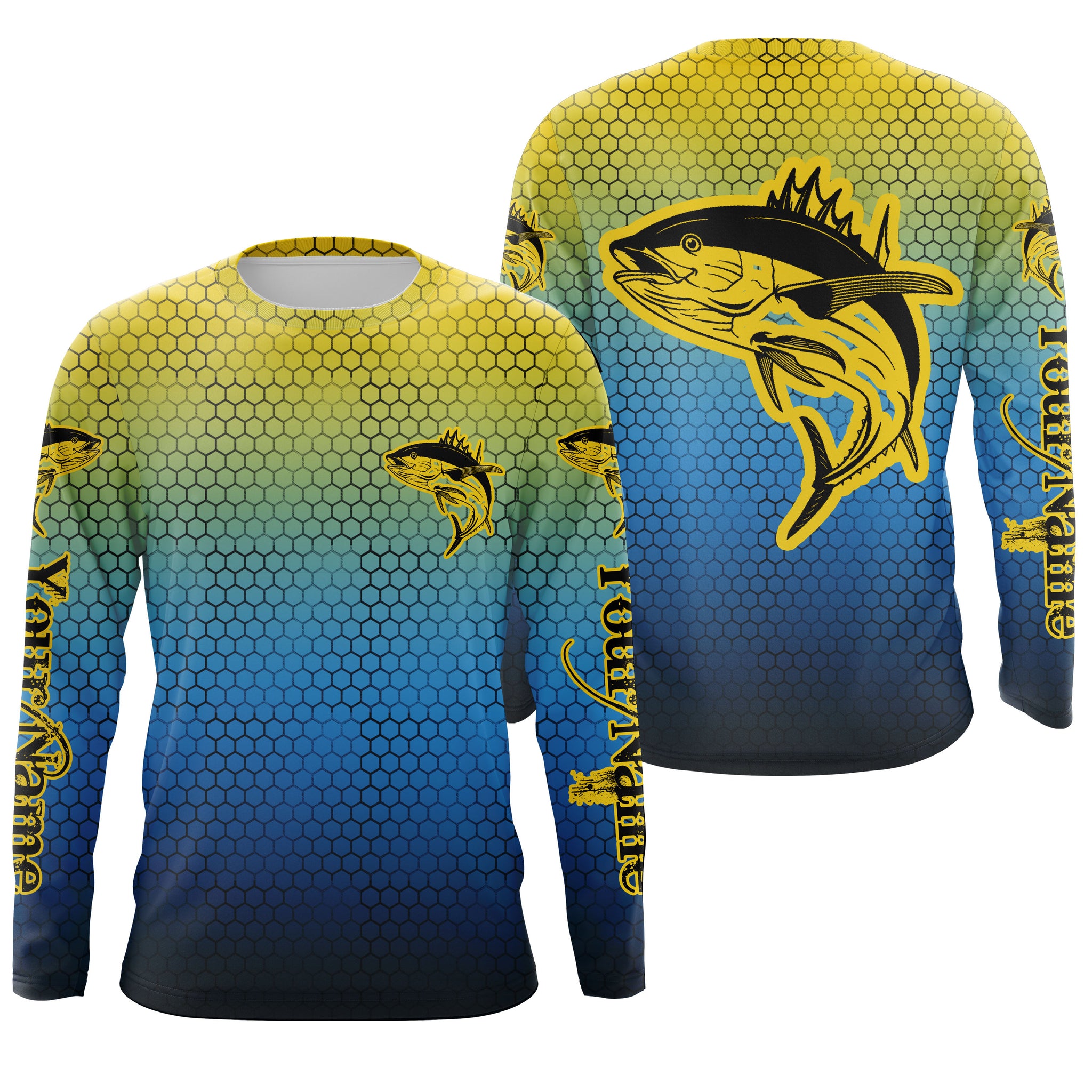 Tuna Fishing Custom Name UV Protection UPF 30+ Fishing Jersey, Deep Sea Fishing Tournament Shirts NQS3047 Long Sleeves UPF / 2XL