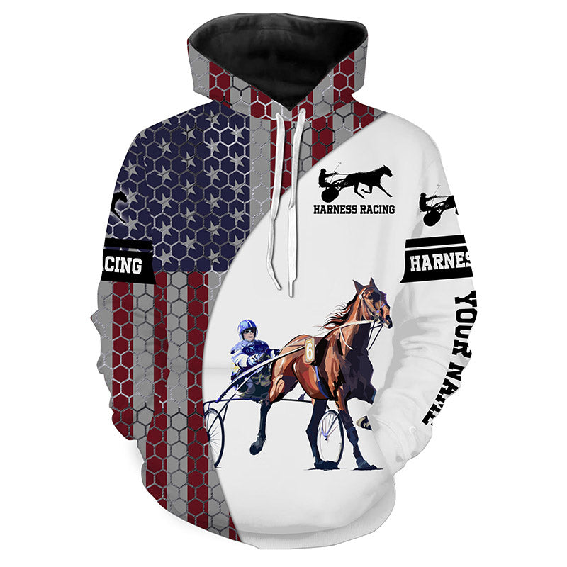 American flag Harness racing Custom All over shirts, Horse racing Horse riding shirts IPHW3657