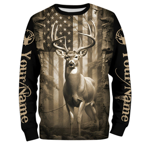 Custom Deer Hunting Shirts Patriotic Deer Hunting Gifts For Men And Women Hunters Outfits IPHW5426