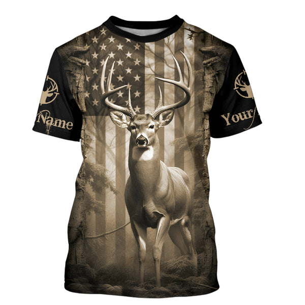 Custom Deer Hunting Shirts Patriotic Deer Hunting Gifts For Men And Women Hunters Outfits IPHW5426