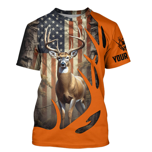 Custom Deer Hunting All Over Hoodie Deer Antler Deer Hunter Shirts Orange Hunting Clothing For Men And Women IPHW5427