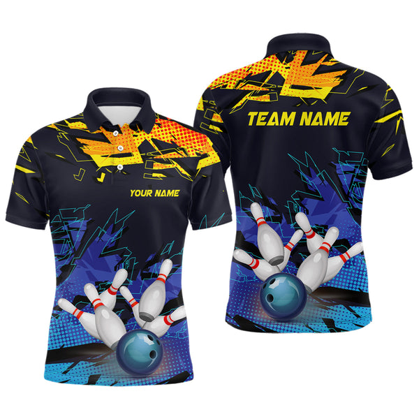 Custom Bowling Shirts For Men, Bowling Ball And Pins Team Bowling League Shirts IPHW5166