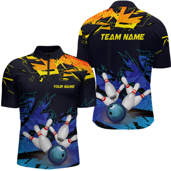 Custom Bowling Shirts For Men, Bowling Ball And Pins Team Bowling League Shirts IPHW5166