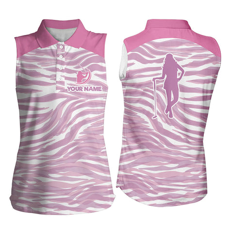 Womens sleeveless Polos shirt, custom Pink pattern Golf Shirt For Ladies, golfing gifts NQS6798