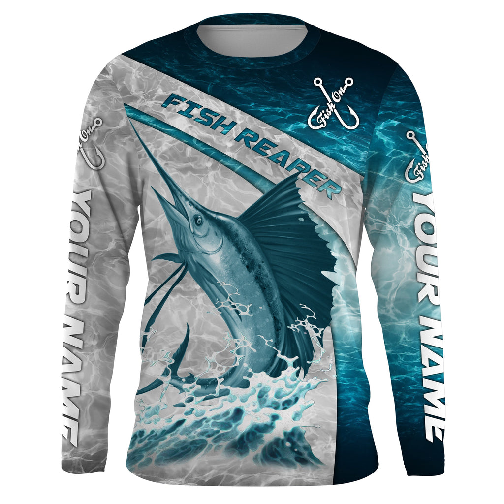 Personalized Sailfish Fishing jerseys blue water sea camo, Long