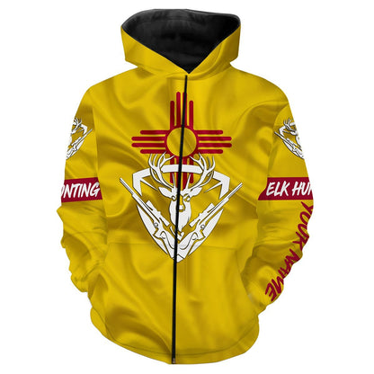 New Mexico NM Elk Hunting Customize Name 3D All Over Printed Shirts For Adult And Kid Personalized Hunting Gift NQS591