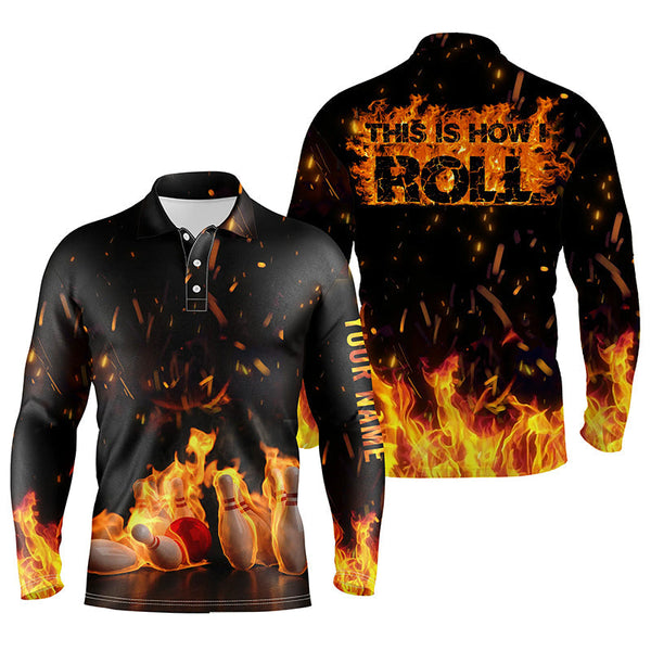 Men's bowling shirt This is how I roll custom Bowling Ball and Pins, custom bowling shirts for men NQS4333