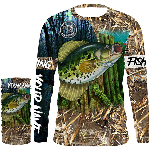 Personalized Crappie Fishing camouflage jerseys, crappie Fishing Long Sleeve tournament fishing shirts NQS3934