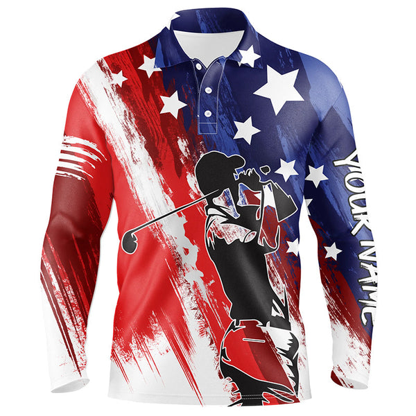 Red, white, and blue American flag men golf polo shirts custom patriotic golf shirt NQS5493