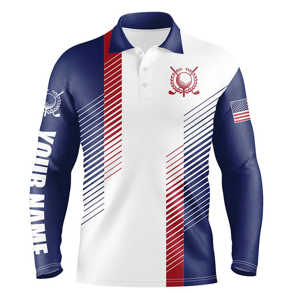 Red, white and blue golf shirts custom name Mens golf polo shirts, mens patriotic golf polos NQS5507
