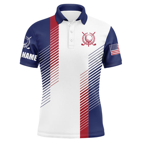 Red, white and blue golf shirts custom name Mens golf polo shirts, mens patriotic golf polos NQS5507