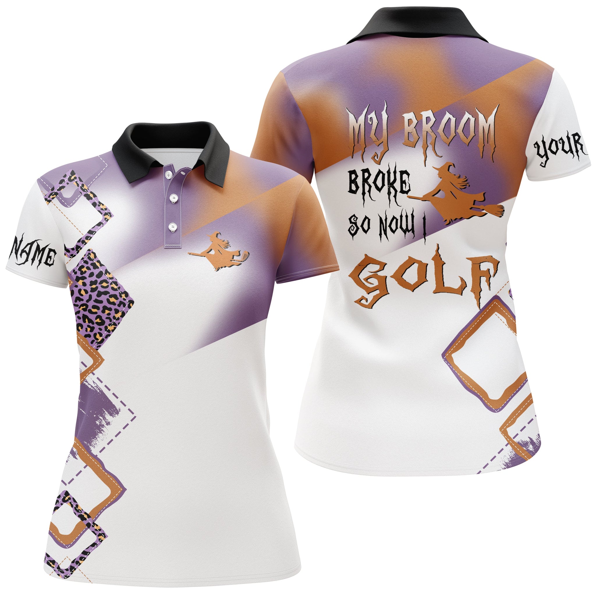 Funny halloween golf shirt custom name women golf polo shirt - My broom broke so now I golf NQS3785