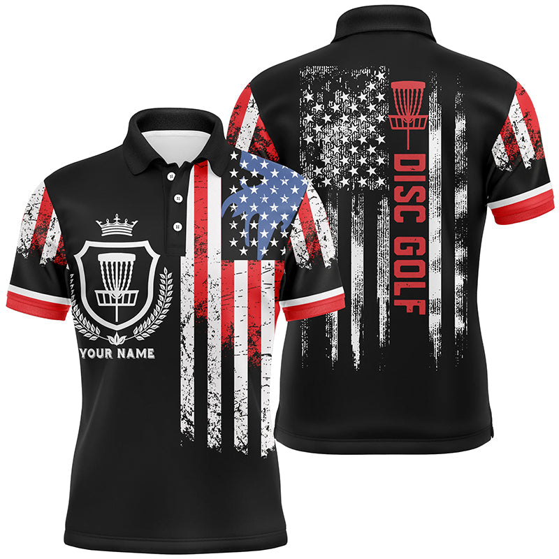 Disc golf basket American flag patriotic Men polo shirts custom disc golf shirt for men NQS4998