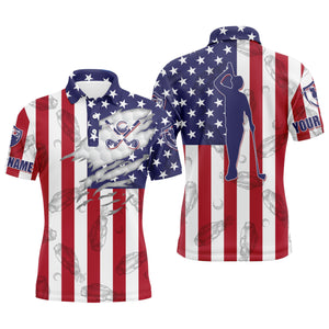 American flag patriotic Mens golf polo shirt custom golf clubs pattern best mens golf wear NQS5003