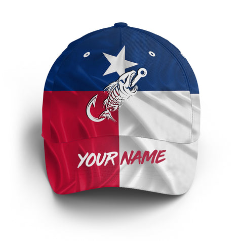 Texas Flag fishing hat fish skull custom name unisex Fishing Baseball Hat NQS3333