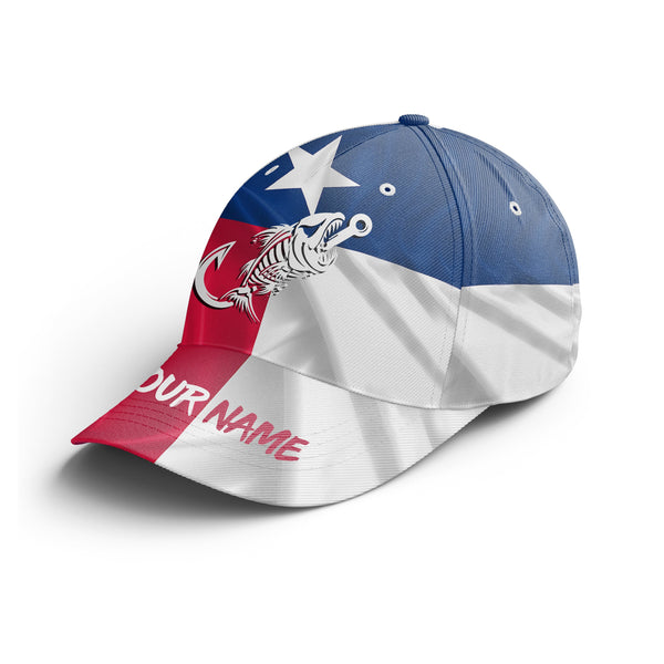 Texas Flag fishing hat fish skull custom name unisex Fishing Baseball Hat NQS3333