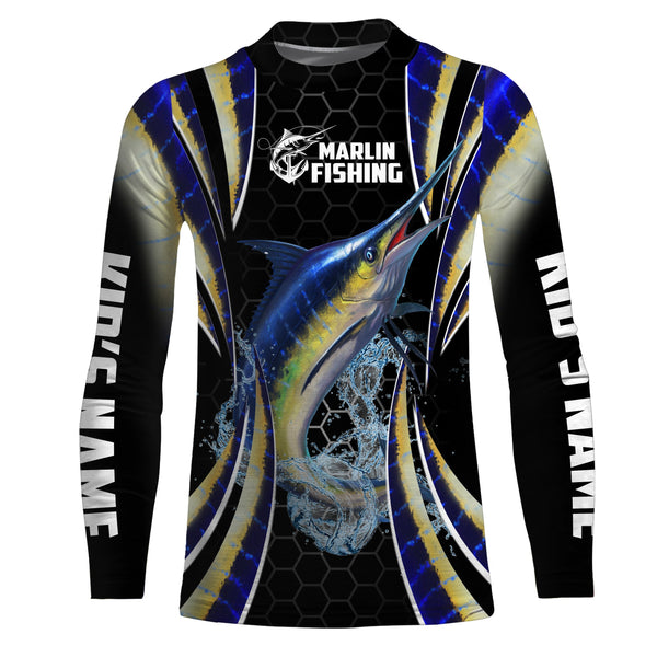 Blue Marlin saltwater Offshore fishing black scales Custom Name sun protection UPF 30+ fishing jersey NQS3506