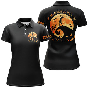 Funny black halloween golf shirt custom name women golf polo shirt - My broom broke so now I golf NQS3979