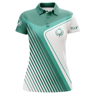 Womens golf polo shirts custom name green and white plaid team womens golf tournament polo shirts NQS5048