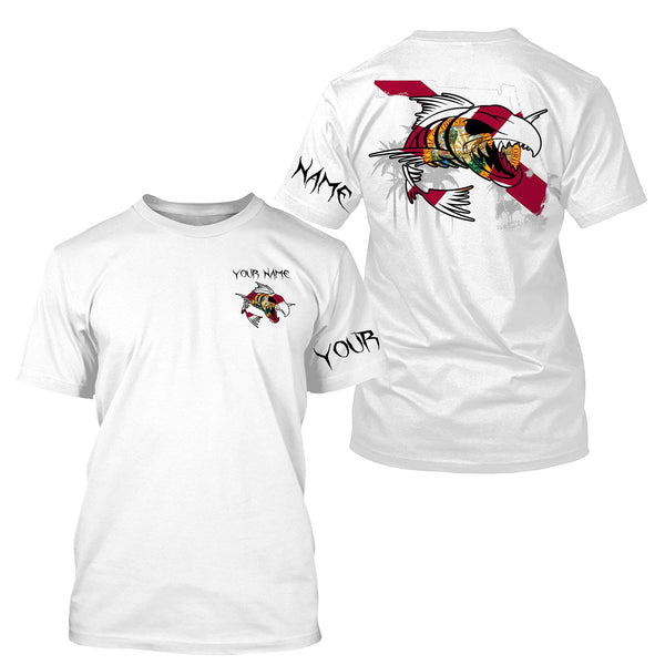 Florida fishing fish reaper skull personalized custom name sun protection long sleeve fishing shirts NQS3828