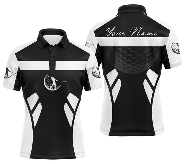 Black & white long sleeve golf shirts for men, best fathers day golf gifts for dad NQS3364