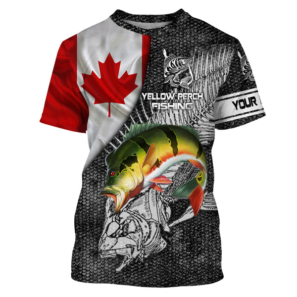 Canadian Flag peacock bass Fishing Custom long sleeve performance Fishing Shirts, bass Fishing jerseys NQS3842