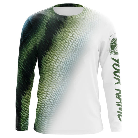 Bass Fishing green Scale Customize Name 3D performance fishing Shirts NQS1384