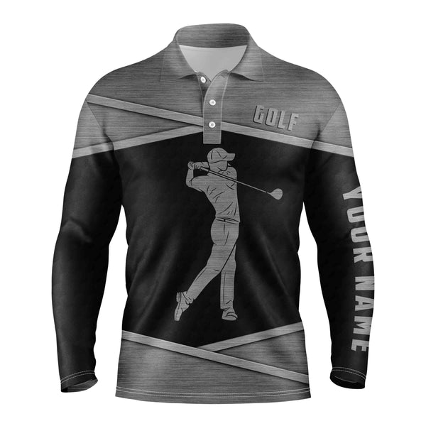 Mens golf polo shirt black best mens golf wear personalized gifts for the golfer NQS3389