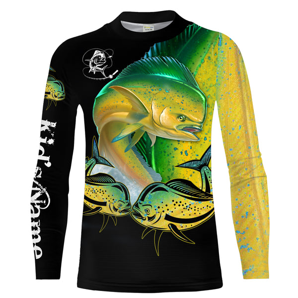 Mahi mahi ( Dorado) Fishing Customize Name UV protection quick dry UPF 30+ long sleeves fishing shirts,gifts for fishing lover NQS2448