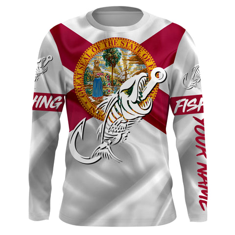 Florida fishing Fish hook skull Custom Name sun protection custom fishing shirts for men, women,kid NQS3287