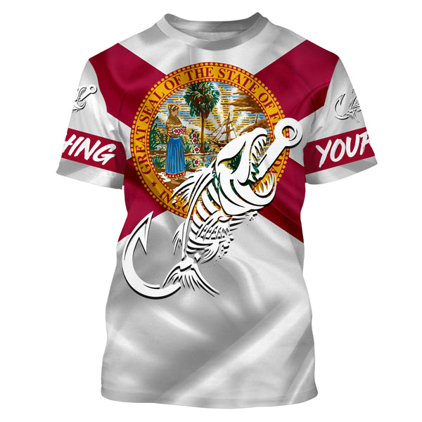 Florida fishing Fish hook skull Custom Name sun protection custom fishing shirts for men, women,kid NQS3287