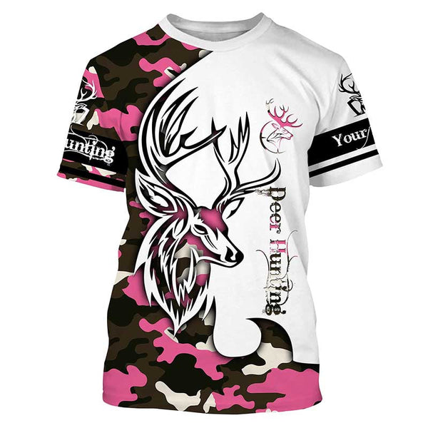 Country girl Deer hunting tattoos pink camo custom name all over print hunting Shirts - Hunting gifts NQS4041