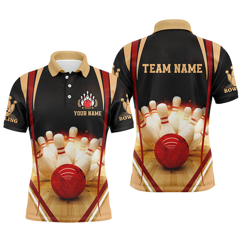 Black vintage bowling shirts for men custom name and team name bowling jerseys, bowling team shirts NQS4477
