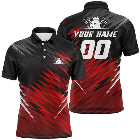 Red and black men short sleeve polo shirts custom bowling shirts for men, team bowling jerseys bowlers NQS5137