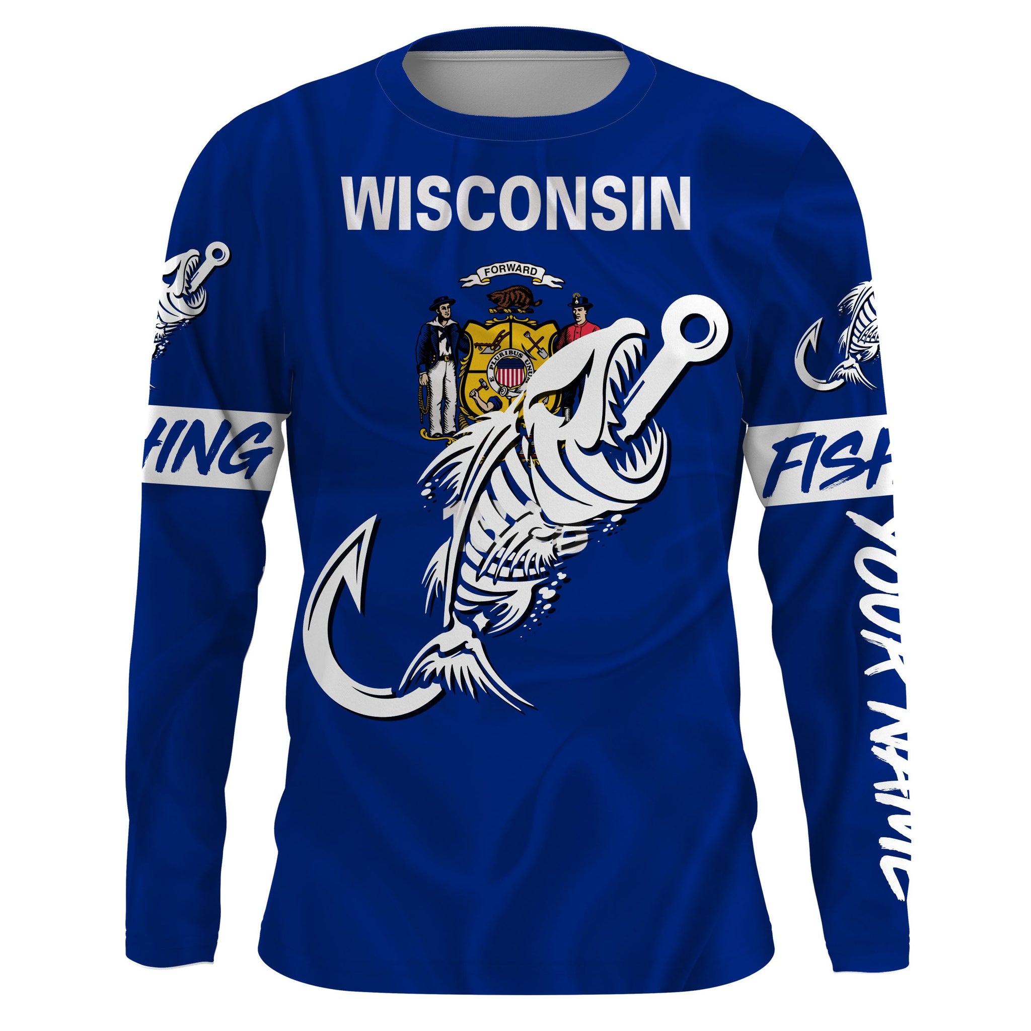 WI Wisconsin Fishing Flag Fish hook skull Custom sun protection fishin –  Myfihu