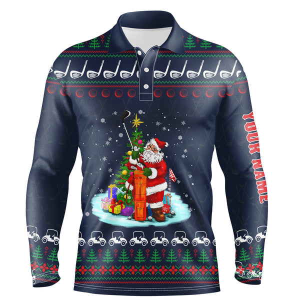 Funny ugly Christmas Mens golf polo shirt custom Santa golf mens Xmas golf shirts NQS6799