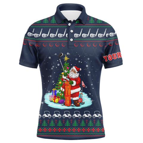 Funny ugly Christmas Mens golf polo shirt custom Santa golf mens Xmas golf shirts NQS6799