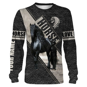 Friesian horse 3d camo shirts- personalized horse shirt for girls, women, men, kid - love horse hoodie, horse racing jacket, horse sweatshirt, t-shirt - NQSD9