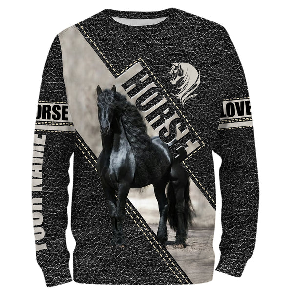 Friesian horse 3d camo shirts- personalized horse shirt for girls, women, men, kid - love horse hoodie, horse racing jacket, horse sweatshirt, t-shirt - NQSD9