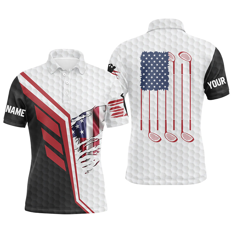 American flag golf clubs white golf balls skin custom Men golf polo shirts, personalized golf gifts NQS4850