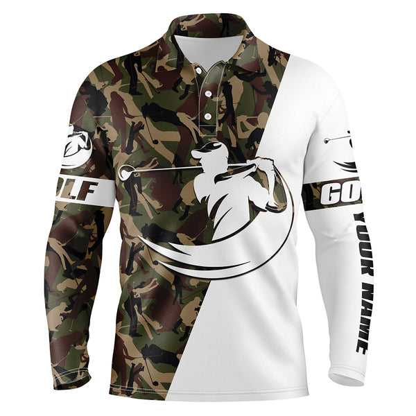 Mens white golf polo custom name camo golf shirts best mens golf wear golfer gift ideas NQS3431